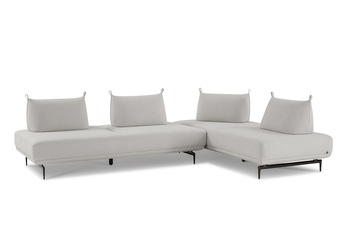 KAWOLA Ecksofa CANE Schlafsofa Daybed Stoff grau