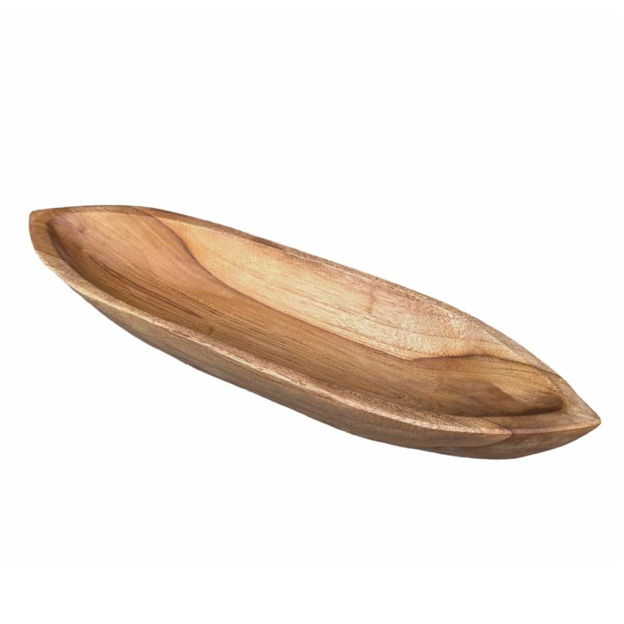 Teakholz Schale 45x13cm bootförmig Einzigartiges Naturprodukt aus Teakholz massiv