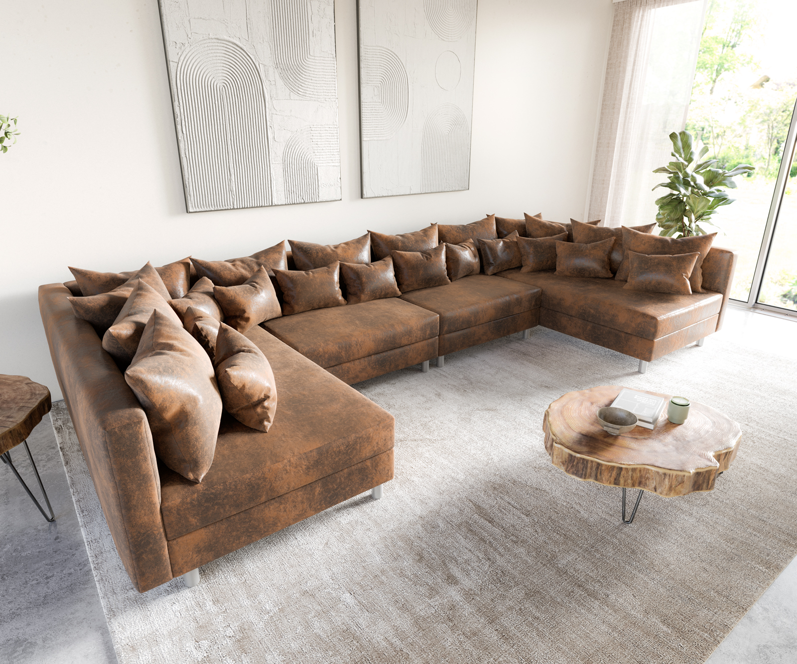 DELIFE Wohnlandschaft Clovis XL Braun Antik Optik Modulsofa, Design Wohnlandschaften, Couch Loft, Modulsofa, modular