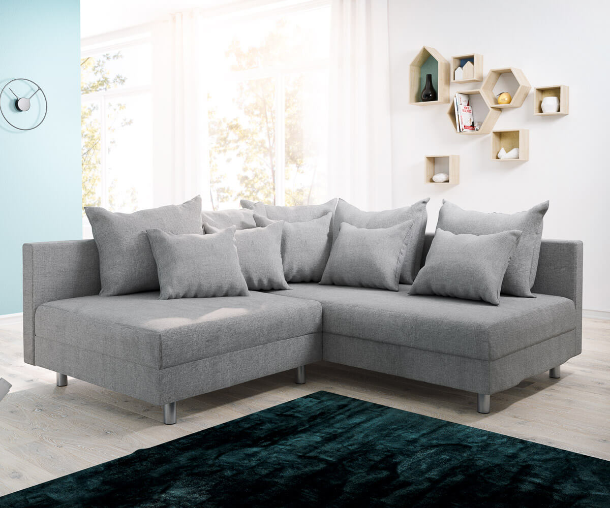 DELIFE Ecksofa Clovis Grau Flachgewebe Ottomane Rechts Modulsofa, Design Ecksofas, Couch Loft, Modulsofa, modular