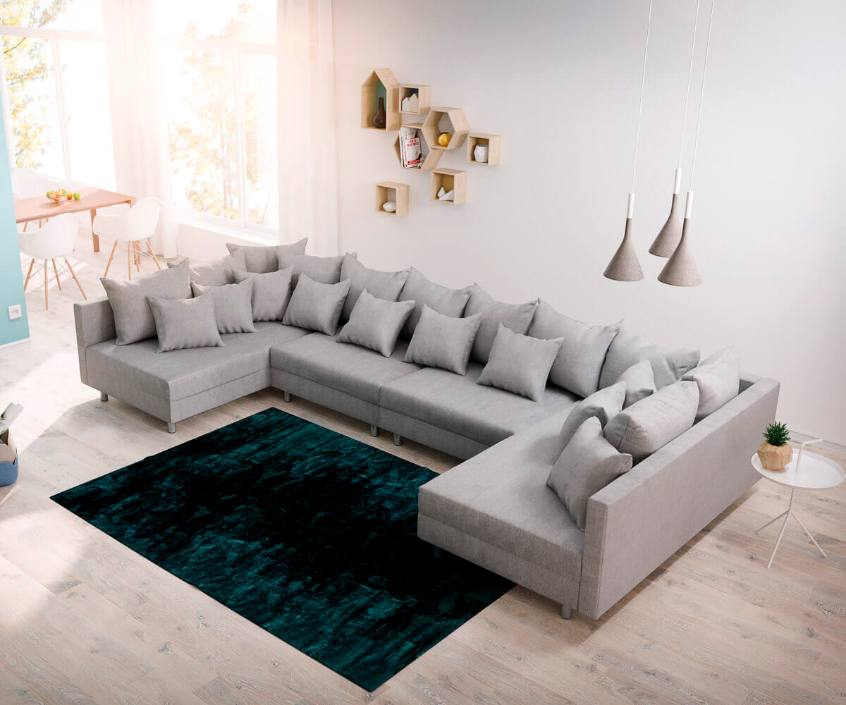 DELIFE Wohnlandschaft Clovis XL Grau Flachgewebe Modulsofa, Design Wohnlandschaften, Couch Loft, Modulsofa, modular