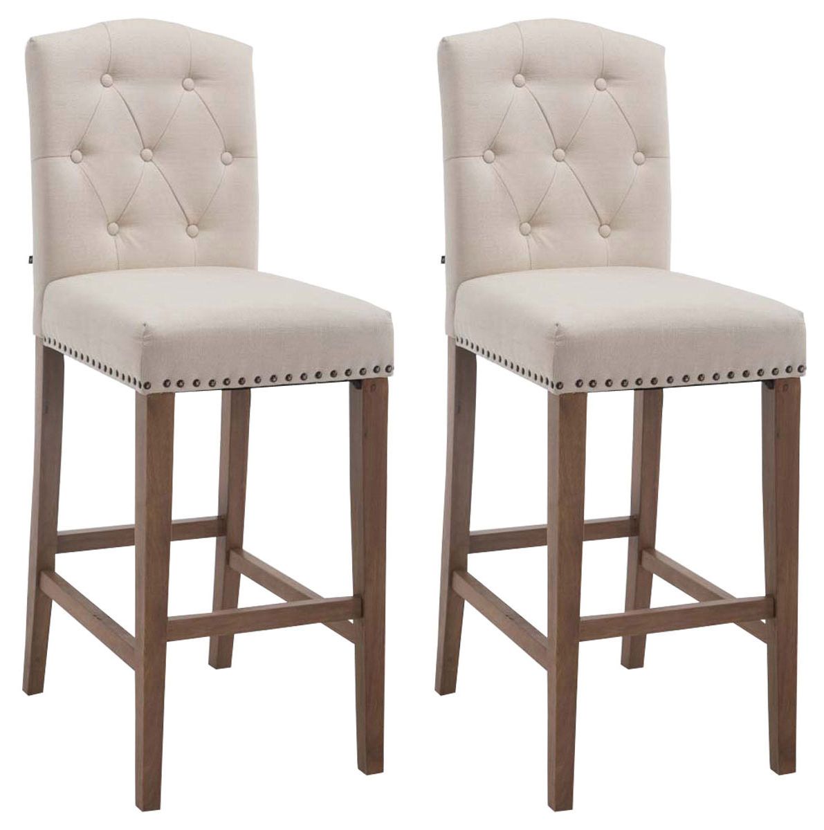 2er Set Barhocker Louise Stoff antik-hell creme