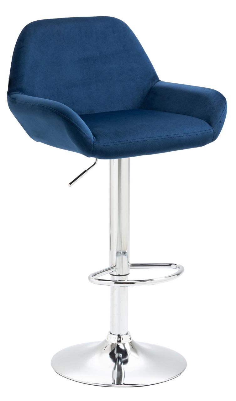 Barhocker Braga Samt chrom blau