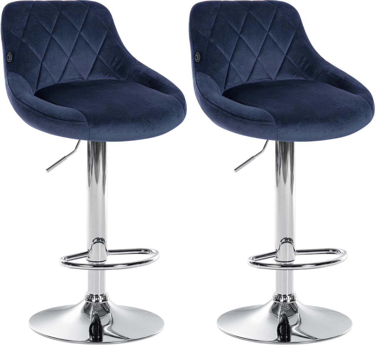 2er Set Barhocker Lazio Samt chrom blau