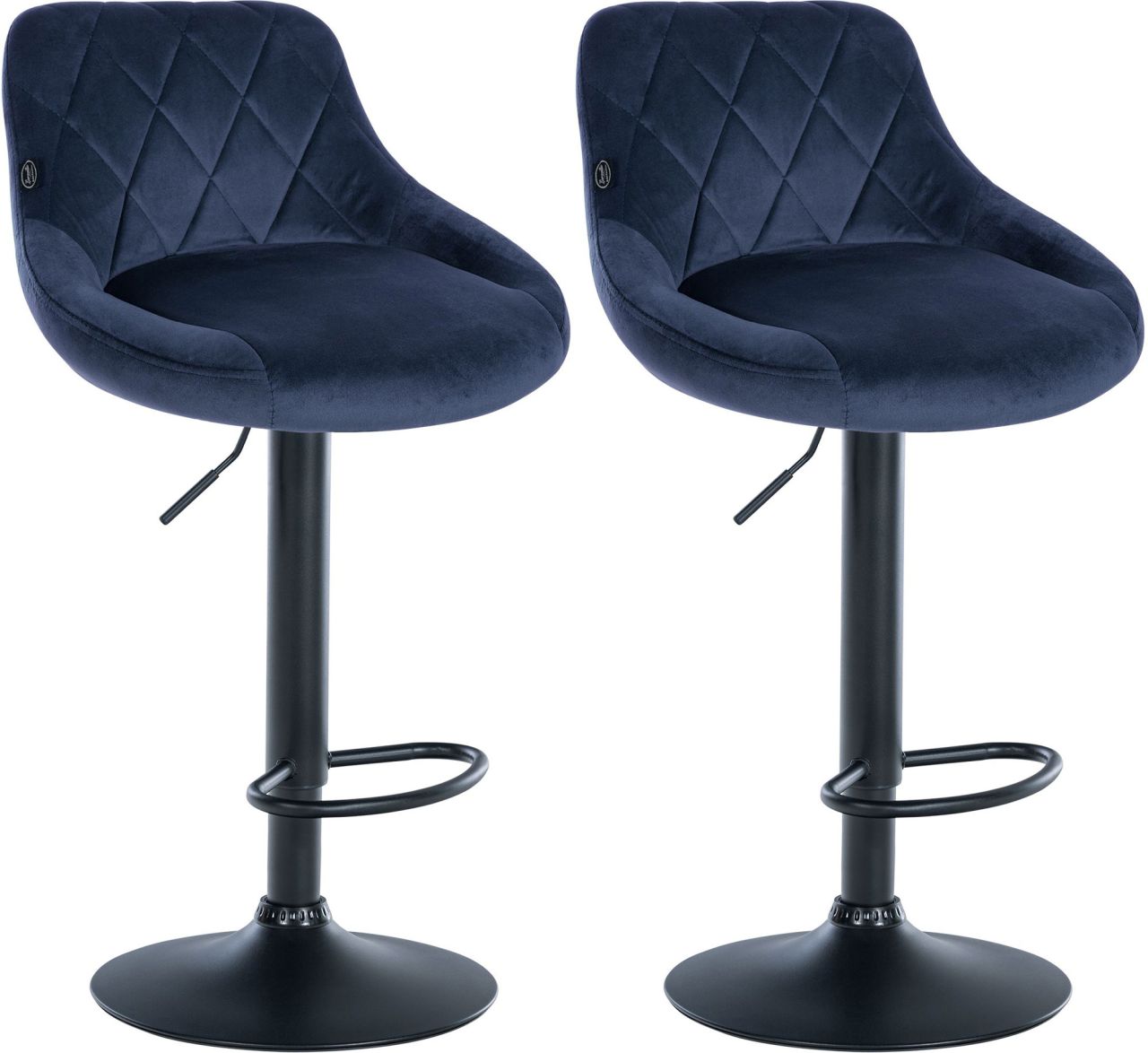 2er Set Barhocker Lazio Samt schwarz blau