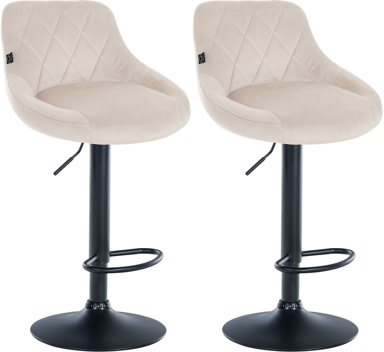 2er Set Barhocker Lazio Samt schwarz creme