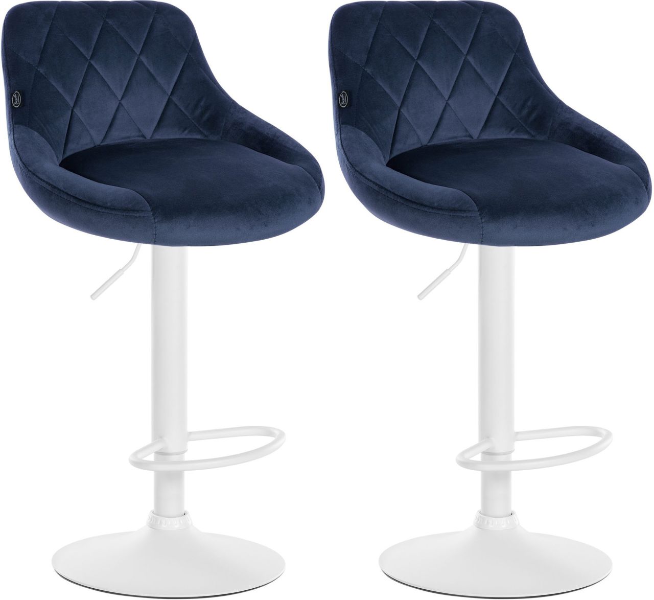 2er Set Barhocker Lazio Samt weiß blau