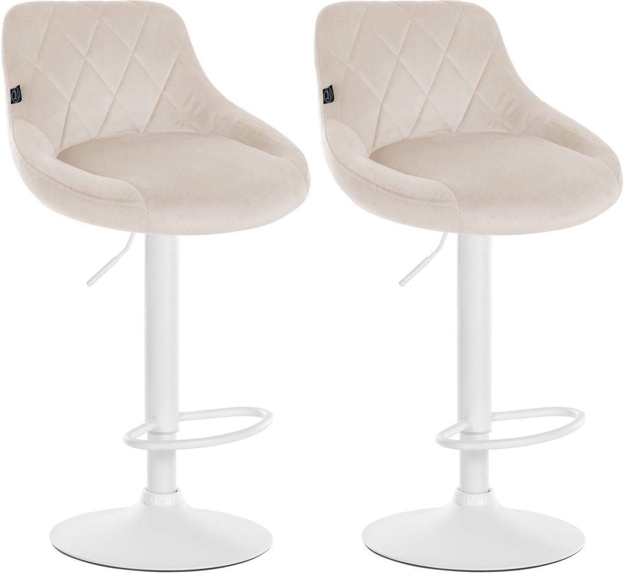 2er Set Barhocker Lazio Samt weiß creme