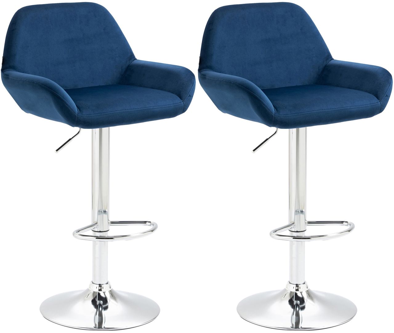 2er Set Barhocker Braga Samt chrom blau