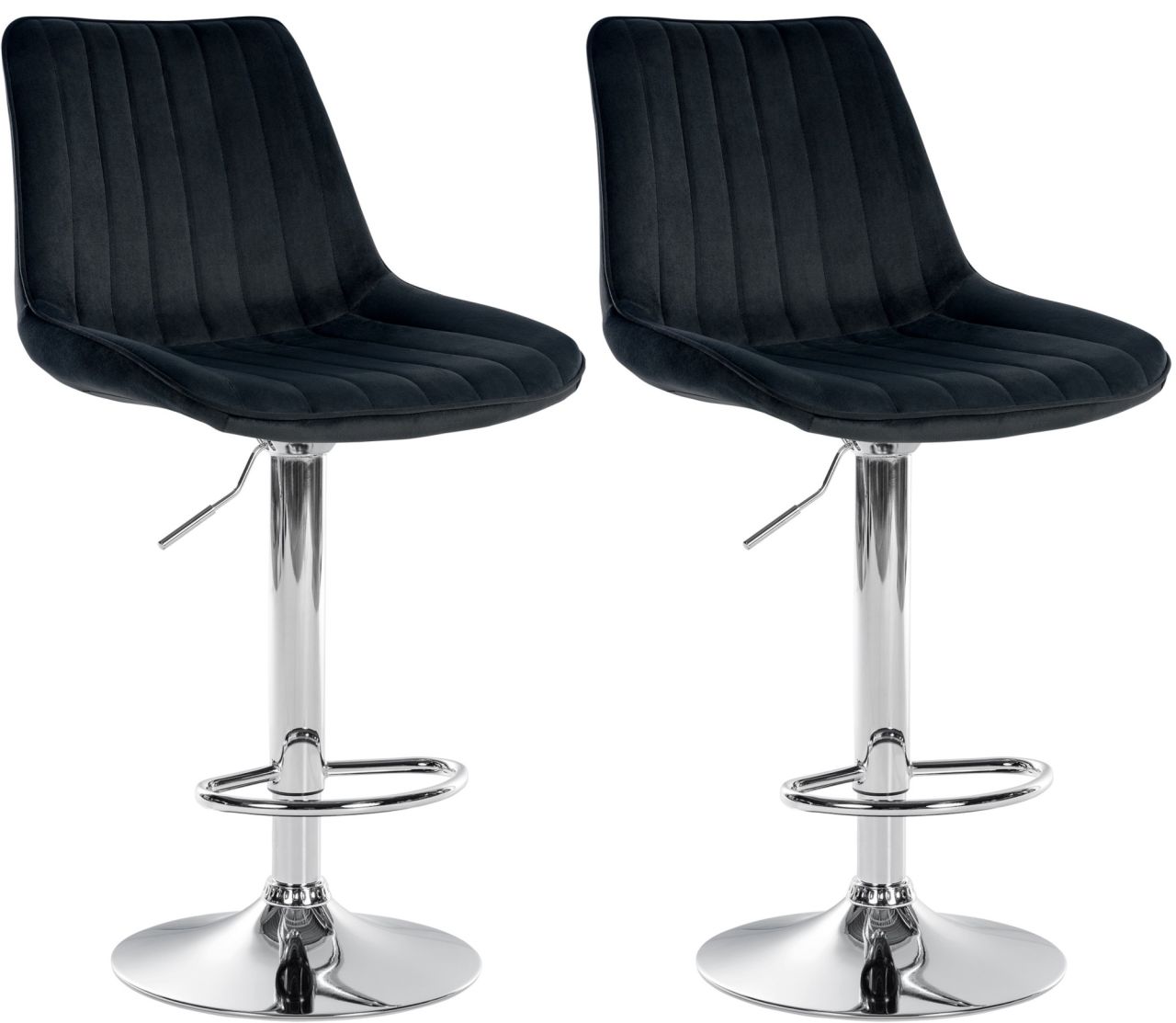 2er Set Barhocker Toni Samt chrom schwarz