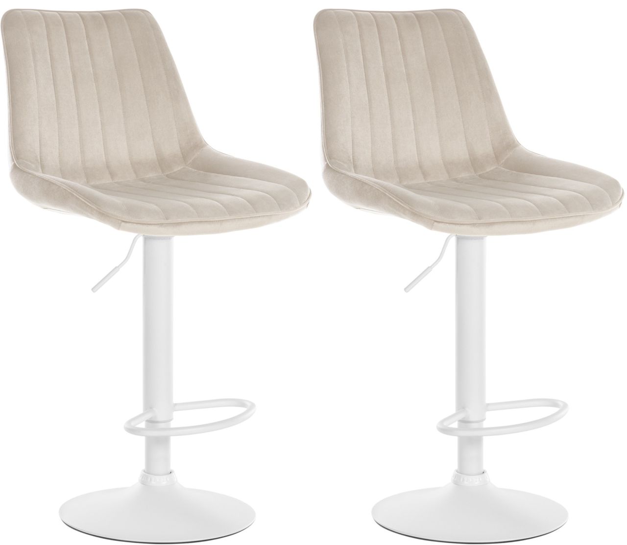 2er Set Barhocker Toni Samt weiß creme