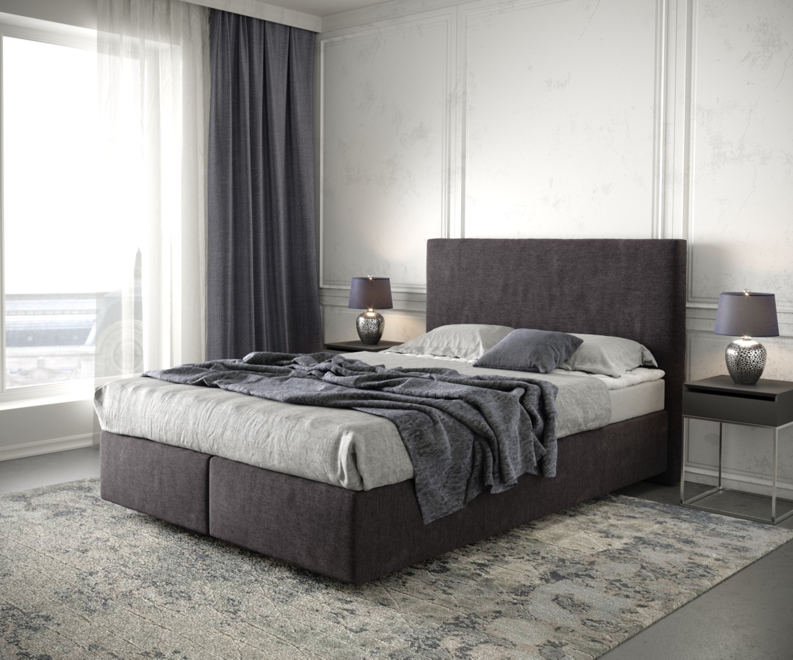 DELIFE Boxspringbett Dream-Well 140×200 cm Mikrofaser Schwarz mit Matratze und Topper, Boxspringbetten