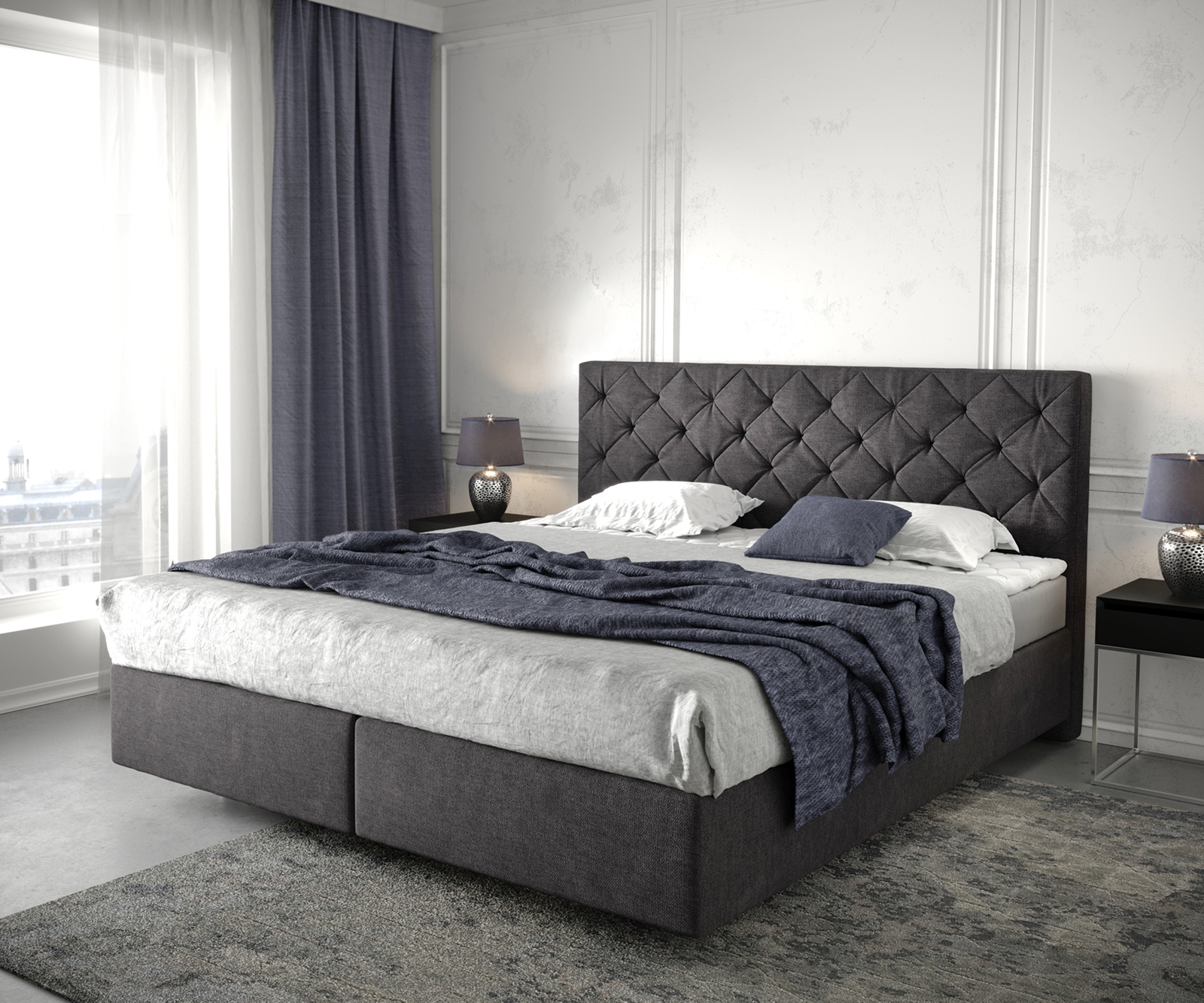 DELIFE Boxspringbett Dream-Great 180×200 cm Schwarz mit Matratze und Topper, Boxspringbetten