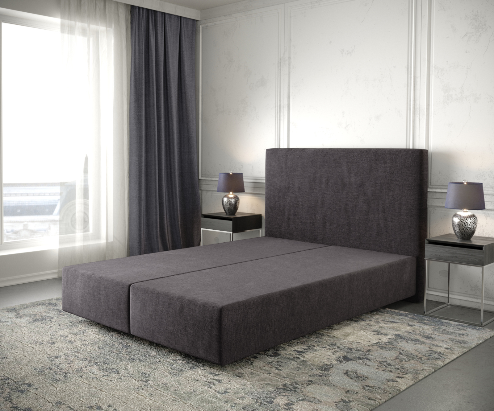 DELIFE Boxspringgestell Dream-Well 140×200 cm Mikrofaser Schwarz, Bettgestelle