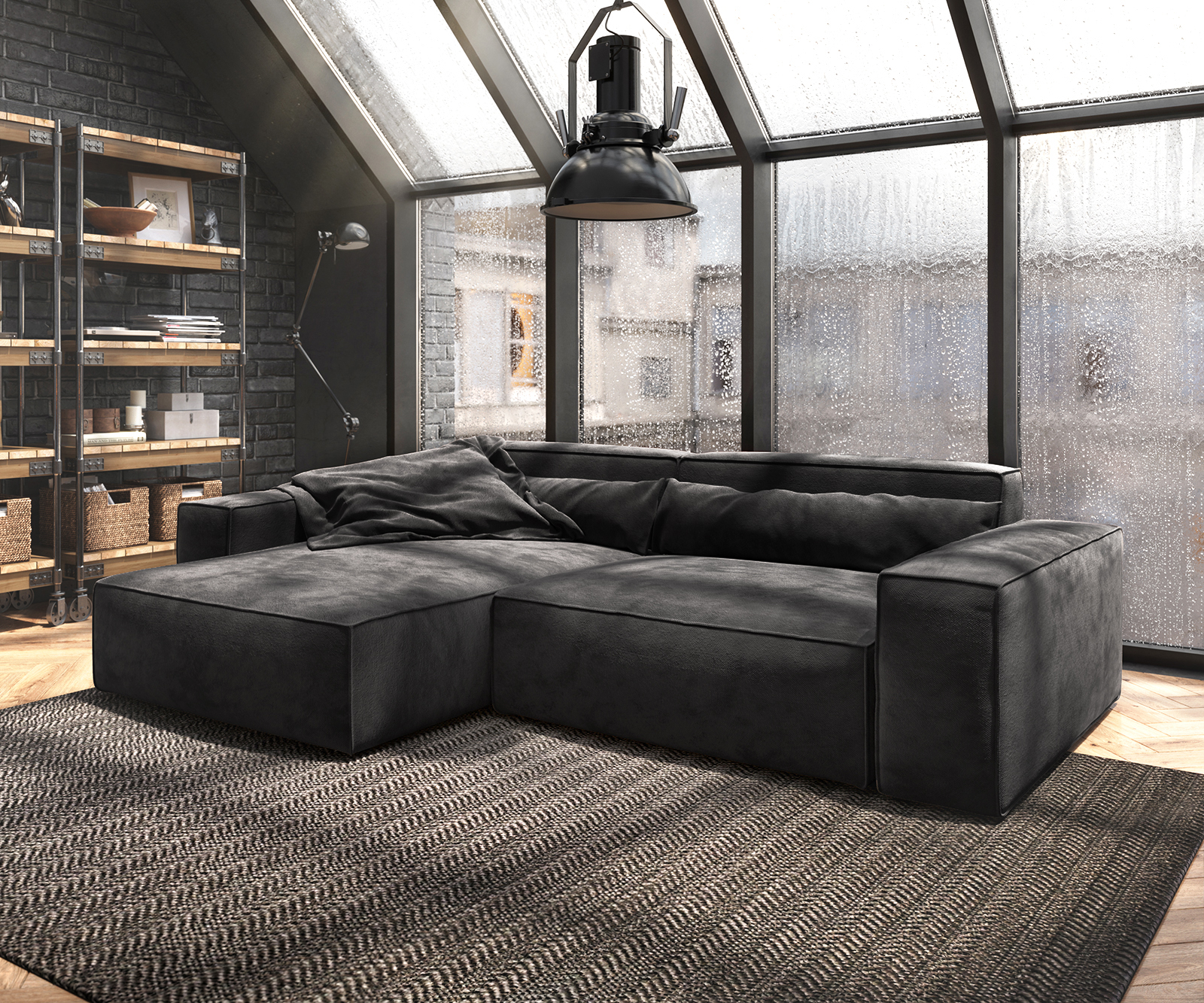 DELIFE Ecksofa Sirpio XL 270×170 cm Mikrofaser Schwarz Recamiere variabel, Ecksofas