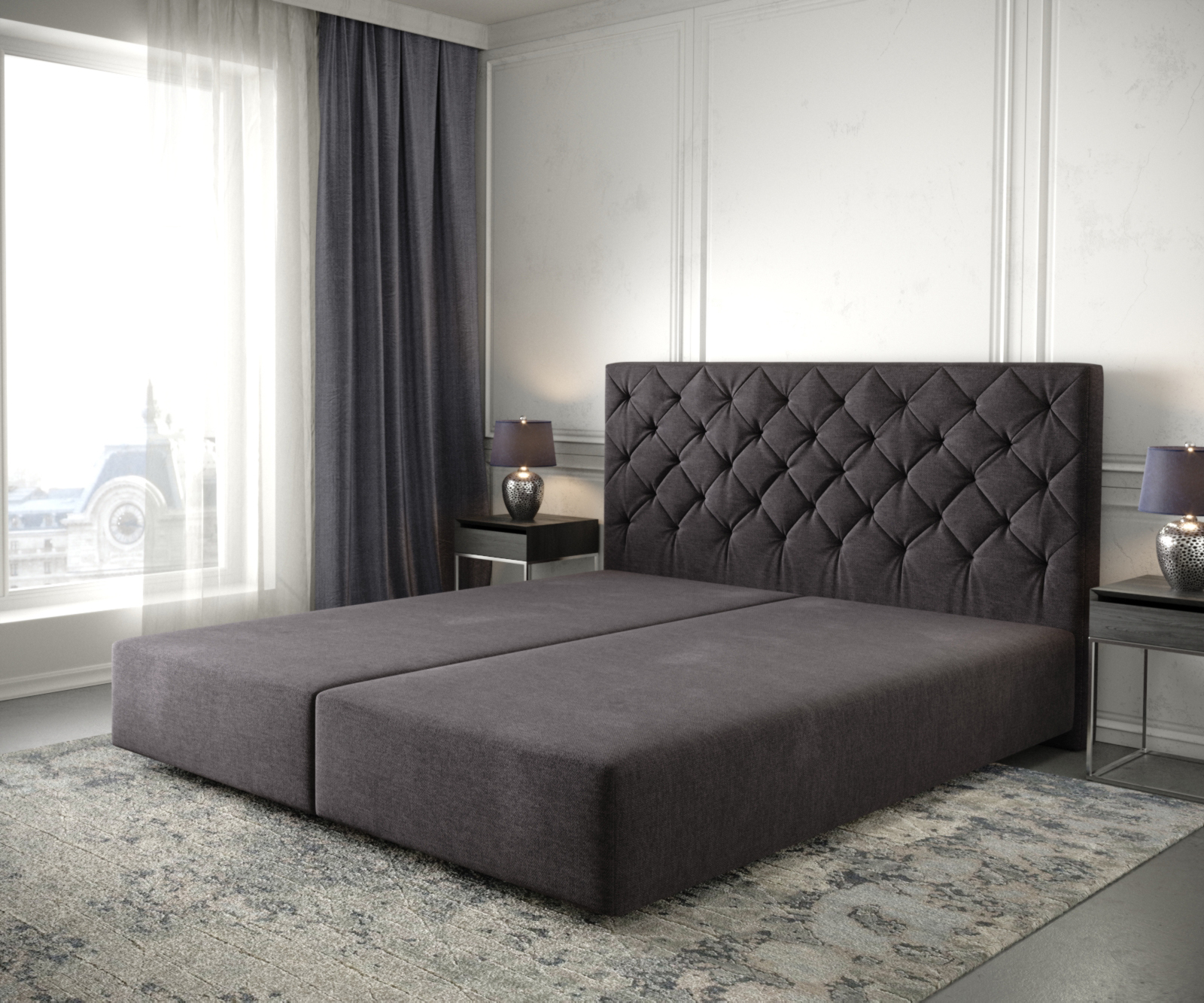 DELIFE Boxspringgestell Dream-Great 180×200 cm Mikrofaser Schwarz, Bettgestelle