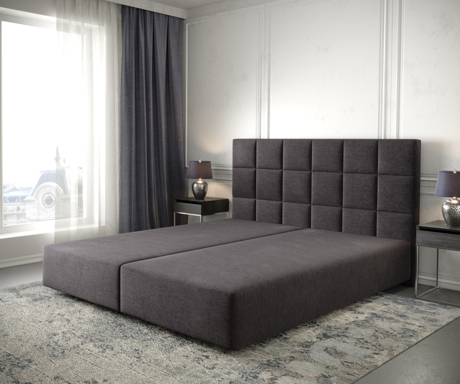 DELIFE Boxspringgestell Dream-Fine 180×200 cm Mikrofaser Schwarz, Bettgestelle