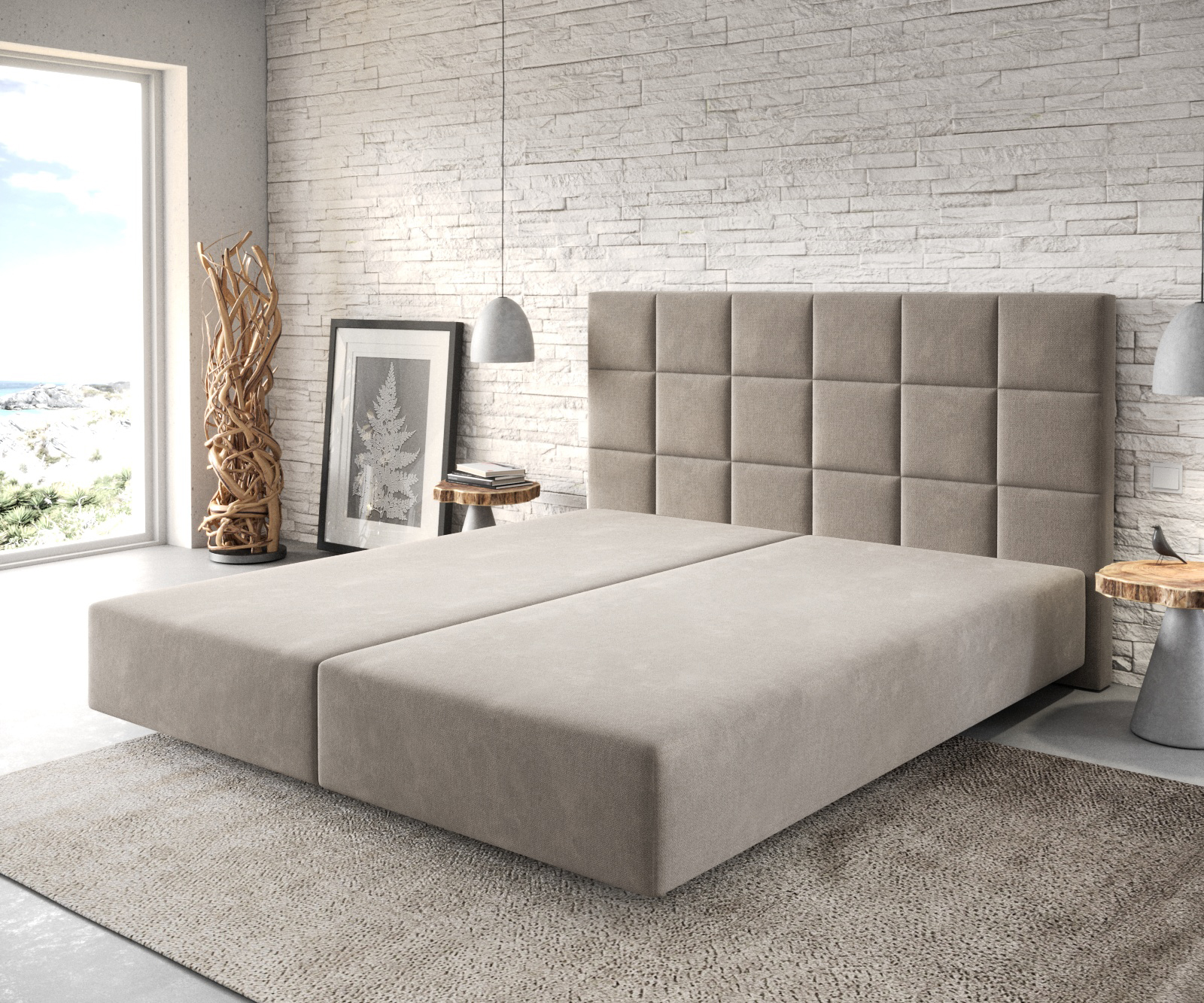 DELIFE Boxspringgestell Dream-Fine 180×200 cm Mikrofaser Beige, Bettgestelle