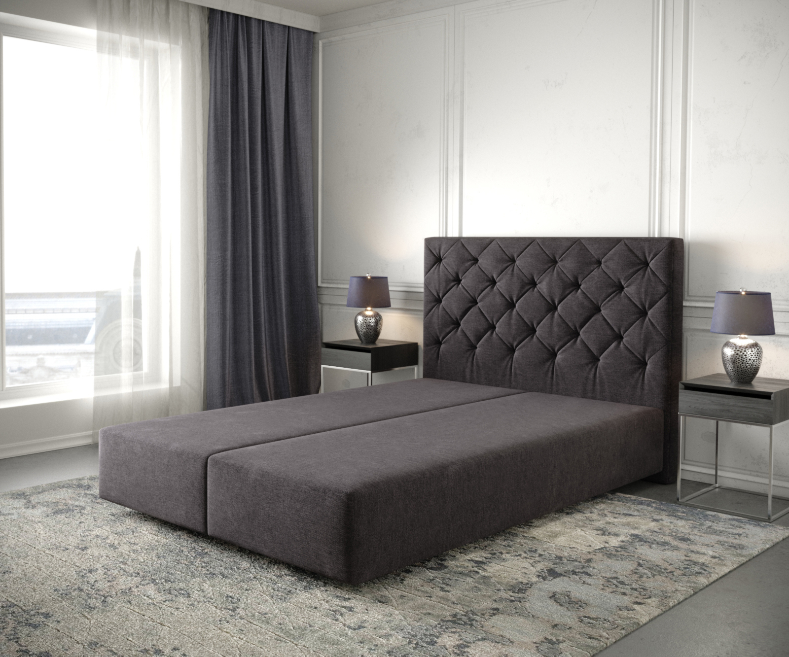 DELIFE Boxspringgestell Dream-Great 160×200 cm Mikrofaser Schwarz, Bettgestelle