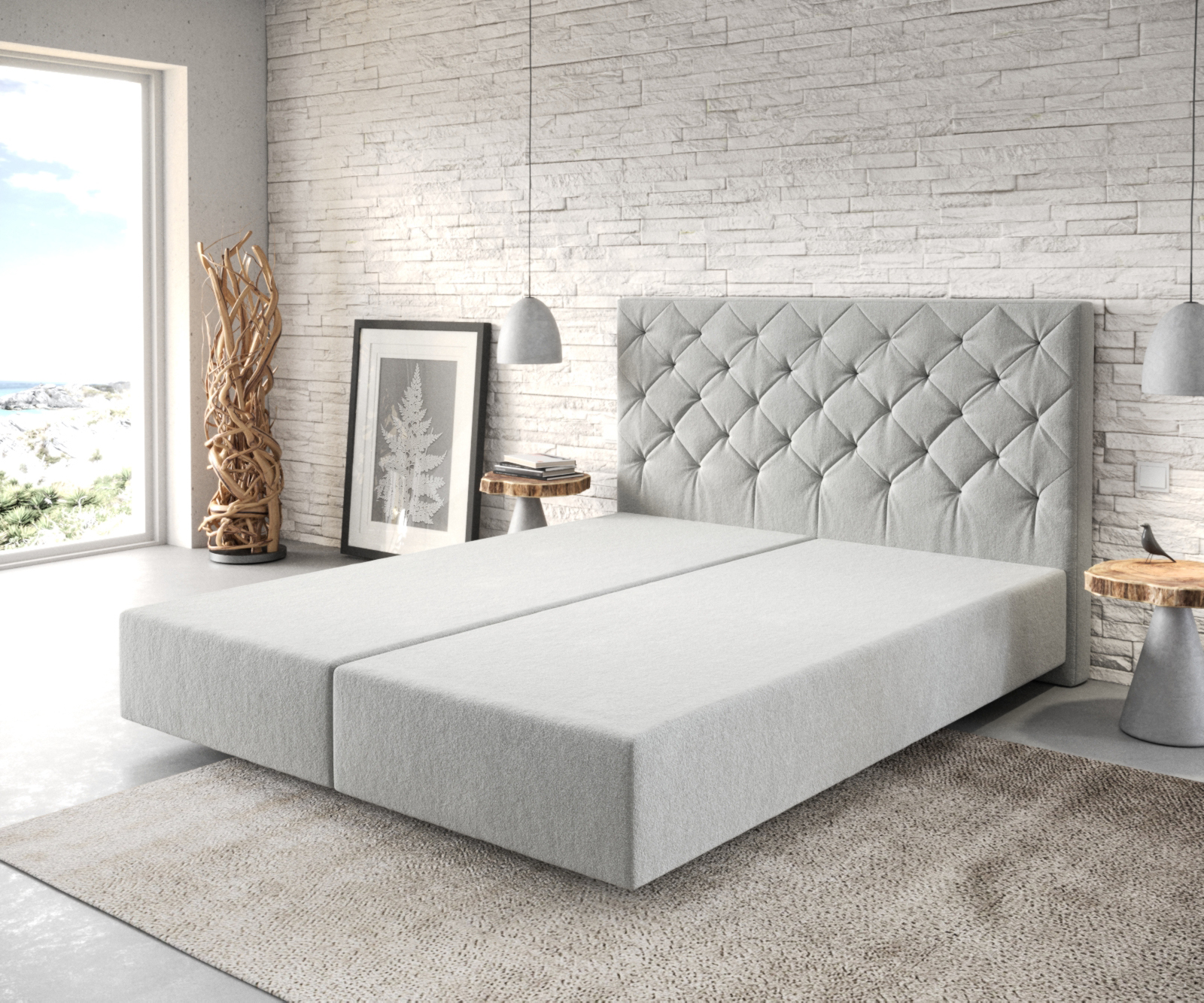 DELIFE Boxspringgestell Dream-Great 160×200 cm Mikrofaser Silbergrau, Bettgestelle