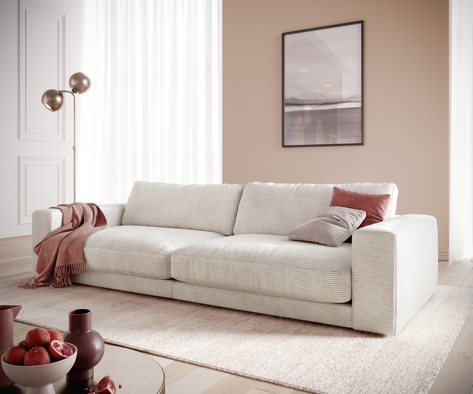 DELIFE Big-Sofa Cubico 290×120 cm Cord Beige, Big Sofas