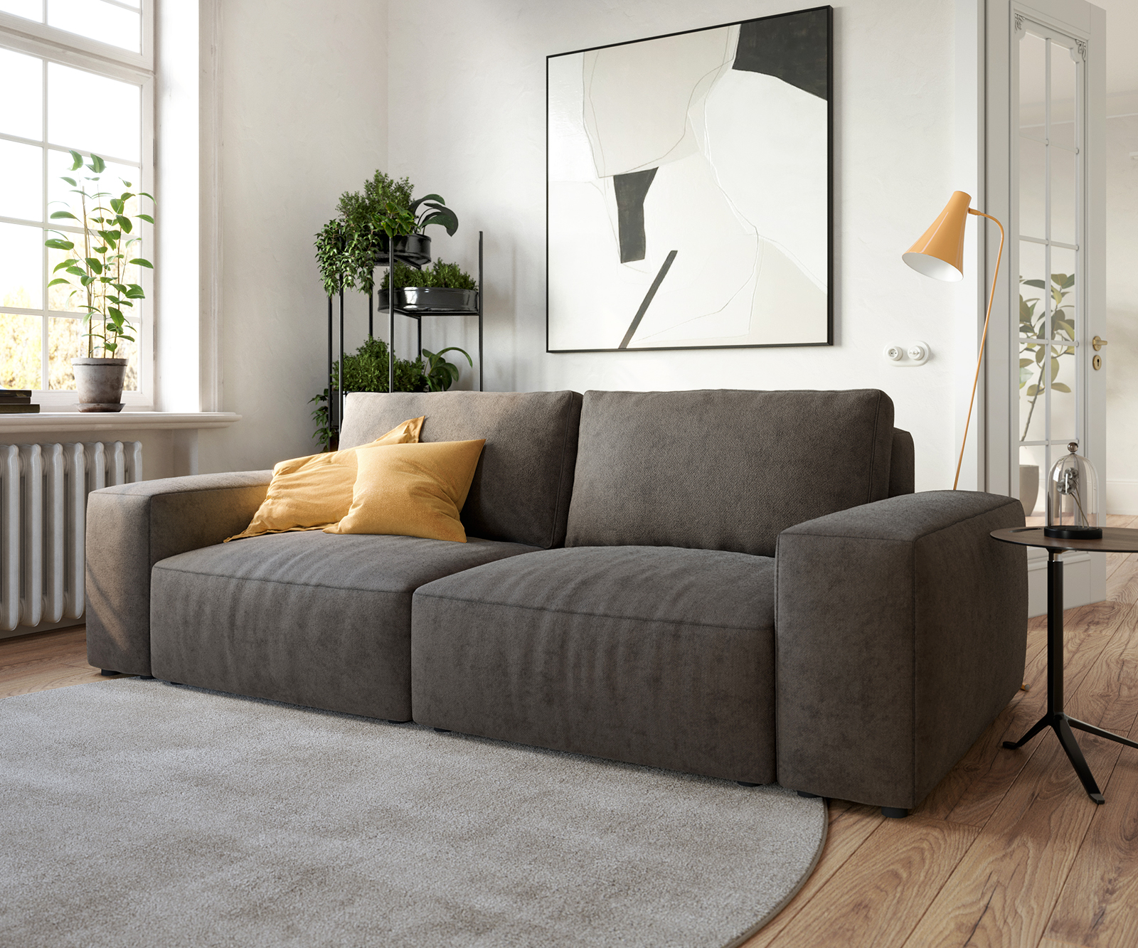 DELIFE Big-Sofa Lanzo L 260×110 cm Mikrofaser Khakibraun, Big Sofas