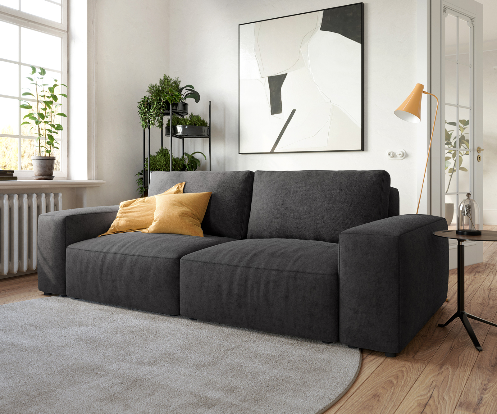 DELIFE Big-Sofa Lanzo L 260×110 cm Mikrofaser Schwarz, Big Sofas