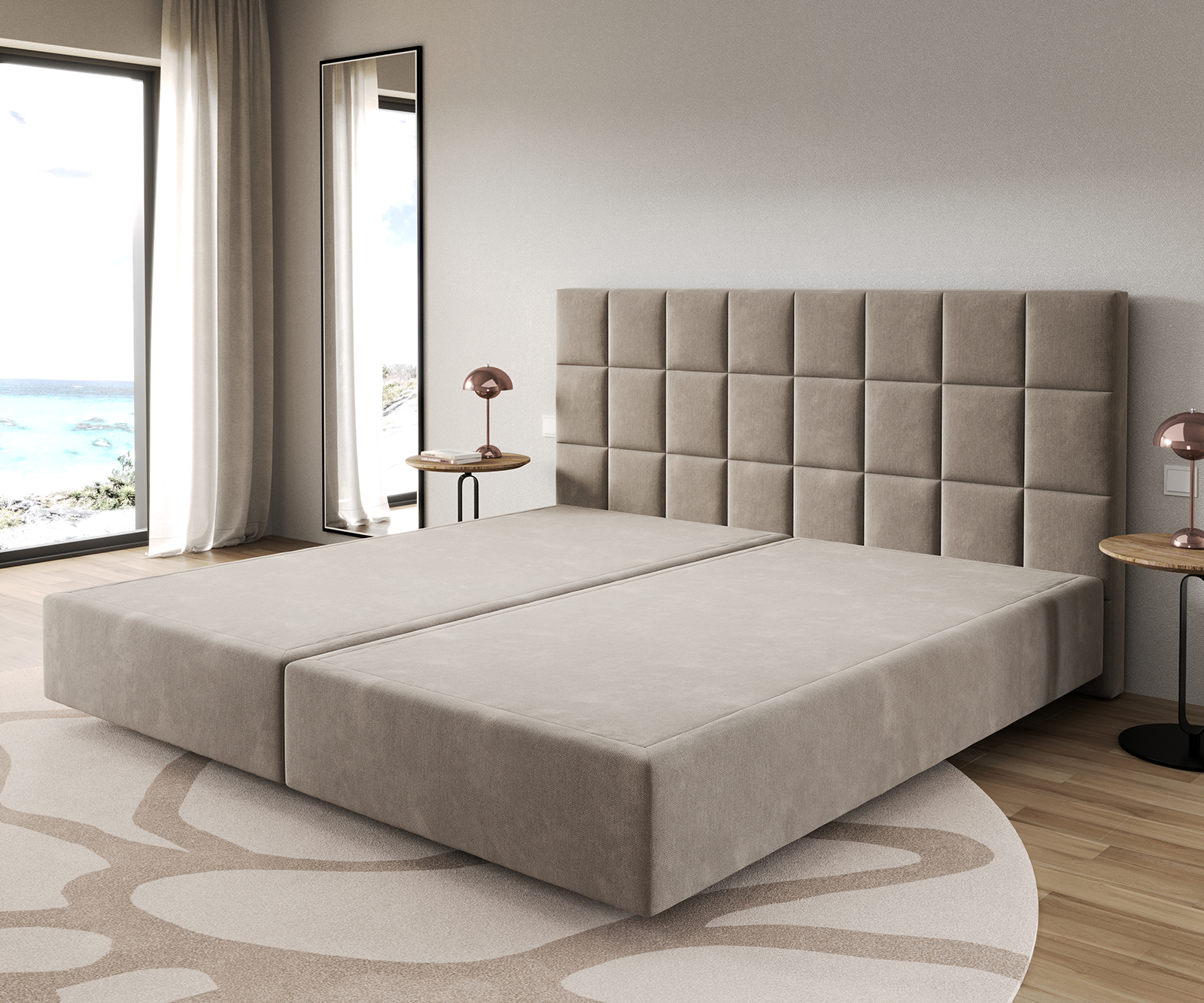 DELIFE Boxspringgestell Dream-Fine Mikrofaser Beige 200×200 cm, Boxspringbetten