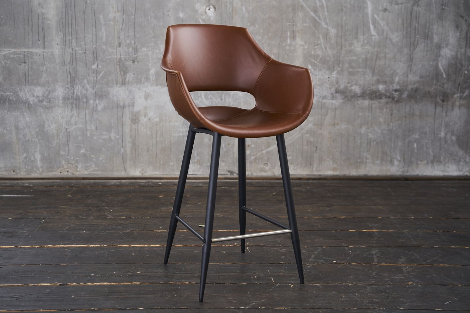 KAWOLA Thekenhocker ZAJA Barstuhl Sitzhöhe 65 cm Kunstleder cognac