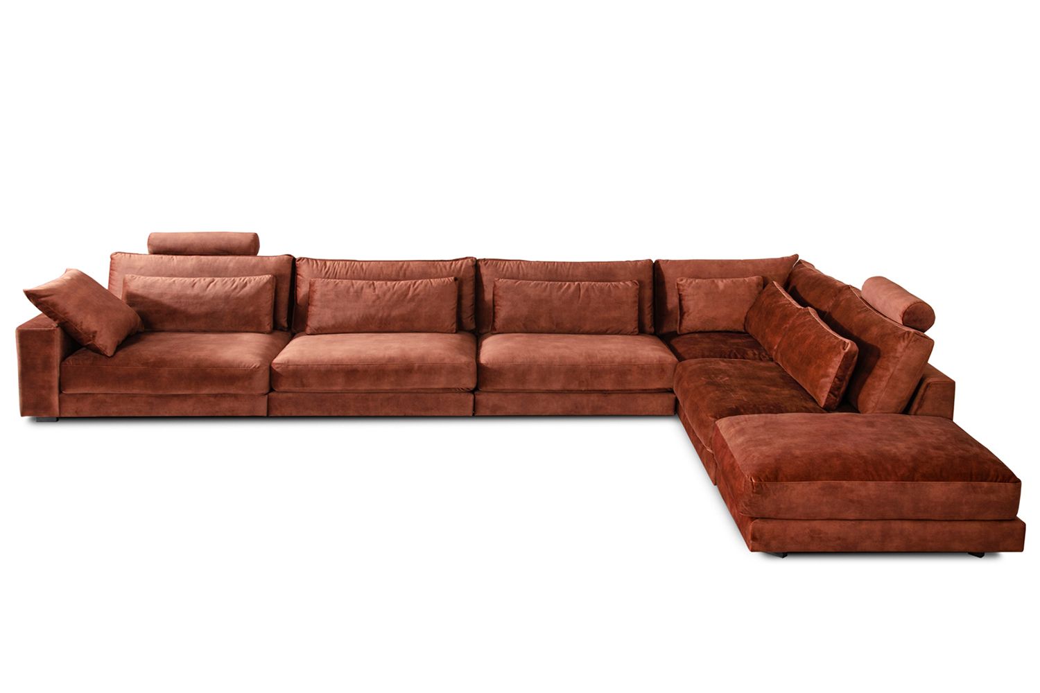 KAWOLA Sofa ETICO Ecksofa Mega-Wohnlandschaft Velvet rostrot