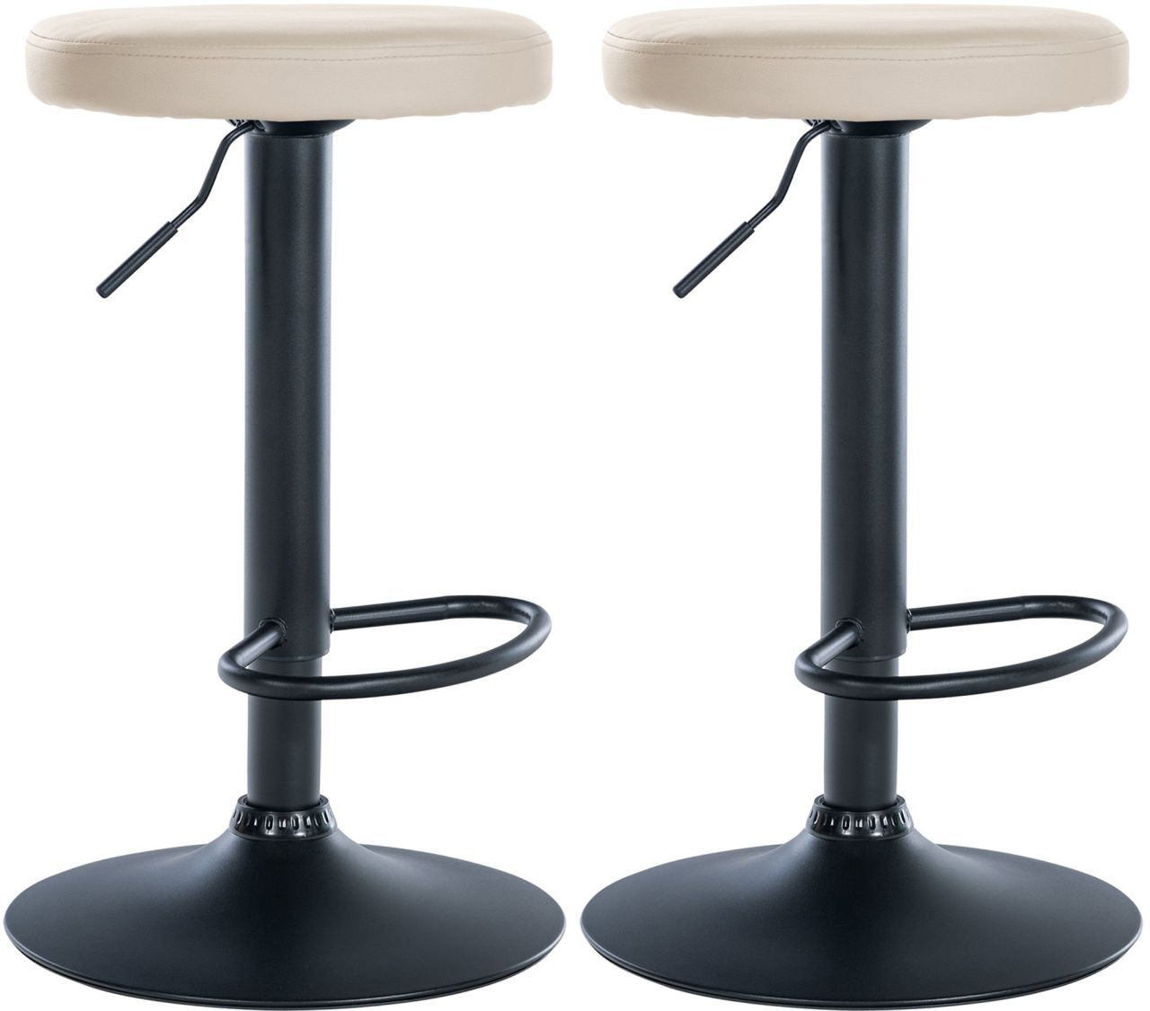 2er Set Barhocker Ponte Kunstleder schwarz creme