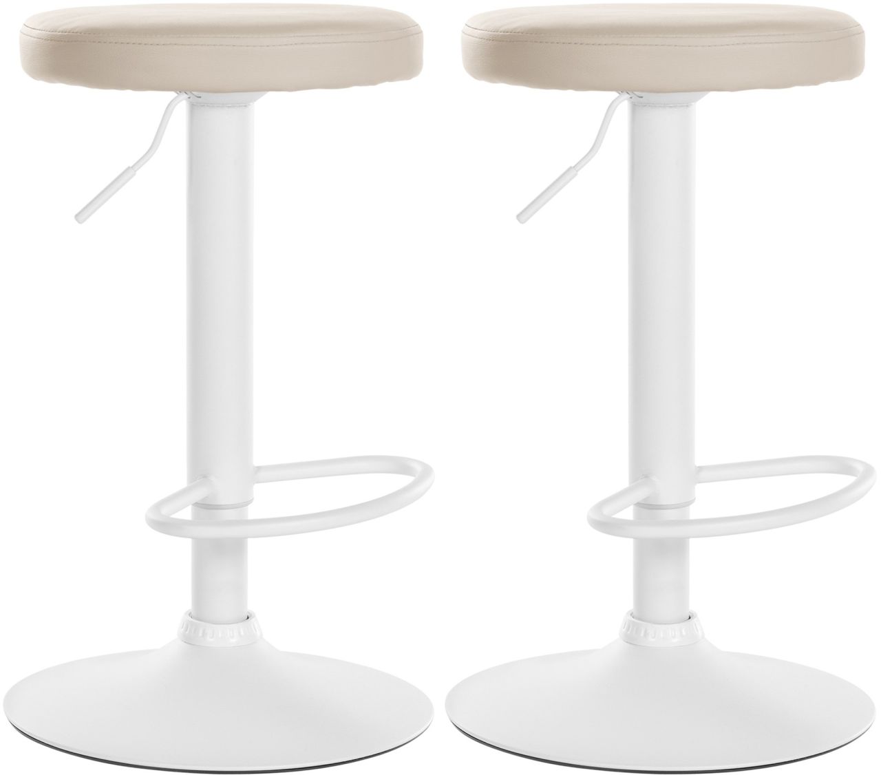 2er Set Barhocker Ponte Kunstleder weiß creme