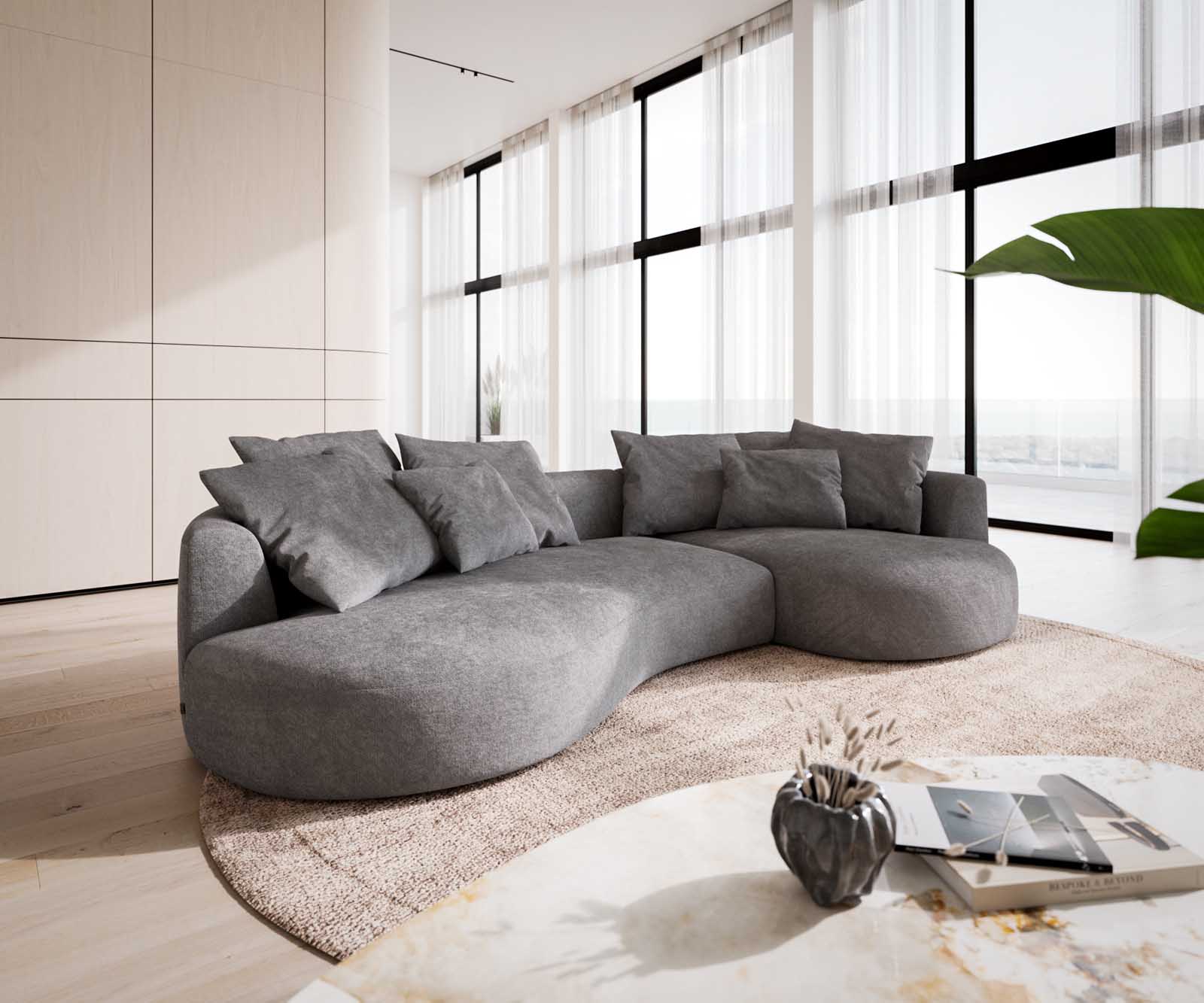 DELIFE Sofa Edina 330×170 cm Mikrofaser Grau, Big Sofas