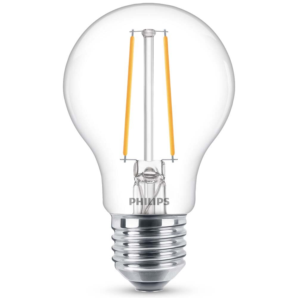 Philips LED Filament Lampe ersetzt 25W E27 Birne – A60 2,2W 250lm 2700K Einerpack