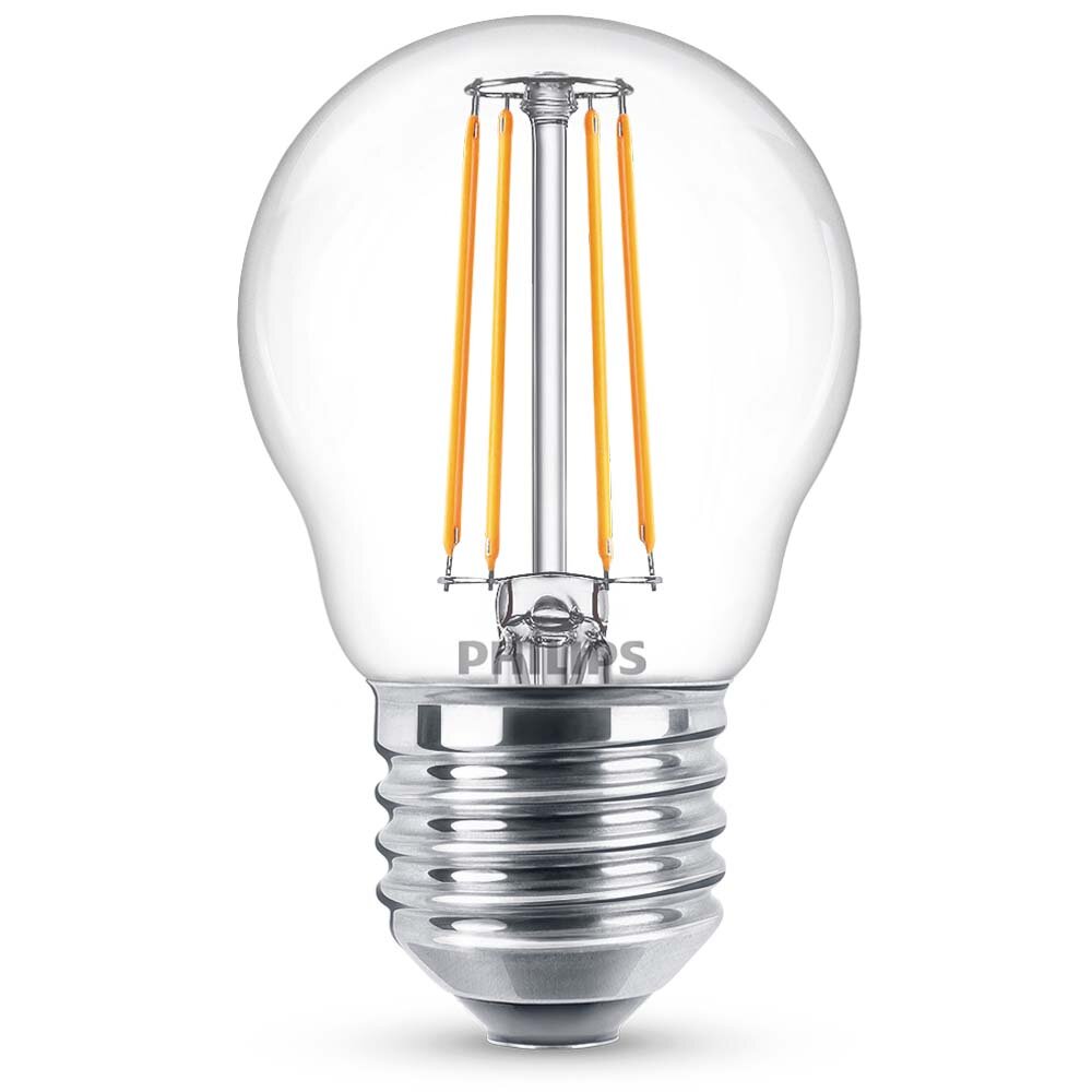 Philips LED Filament Lampe ersetzt 40W E27 Tropfen – P45 4,3W 470lm 2700K Einerpack