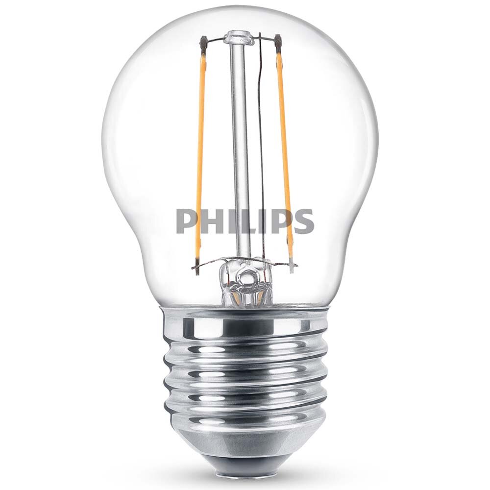 Philips LED Filament Lampe ersetzt 25W E27 Tropfen – P45 2W 250lm 2700K Einerpack