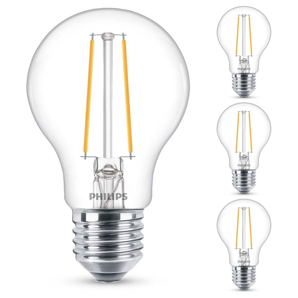 Philips LED Lampe ersetzt 25W, E27 Standardform A60, klar, warmweiß, 250 Lumen, nicht dimmbar, 4er Pack