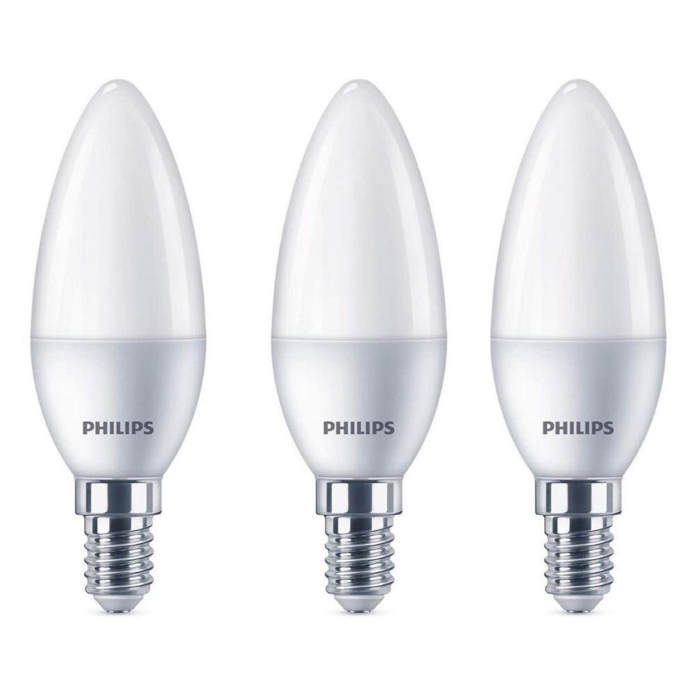 Philips LED Lampe ersetzt 40W, E14 Kerzenform B35, weiß, warmweiß, 470 Lumen, nicht dimmbar, 3er Pack