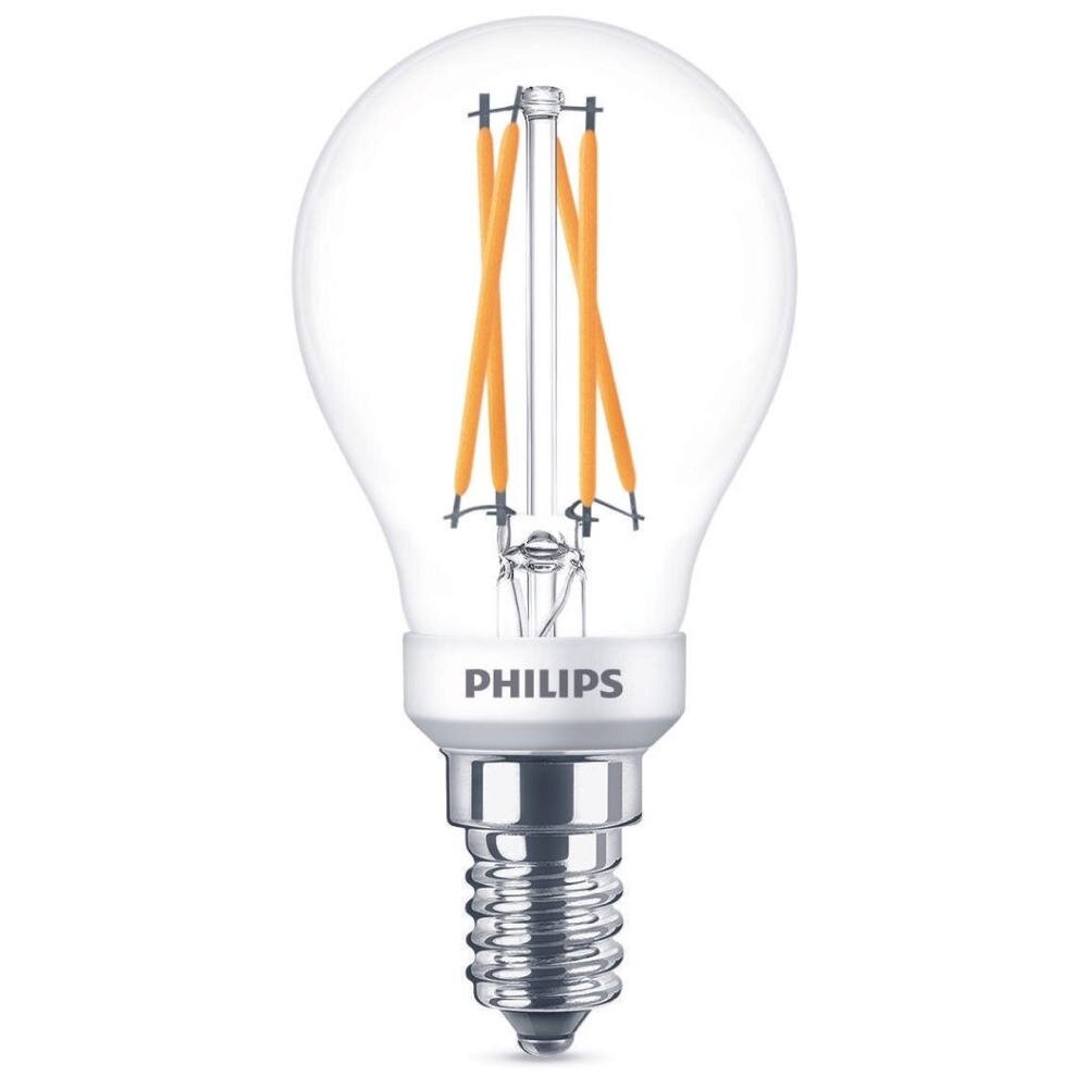 Philips LED Filament Lampe E14 Tropfen – P45 3,4W 475lm 2200-2700K dimmbar Einerpack