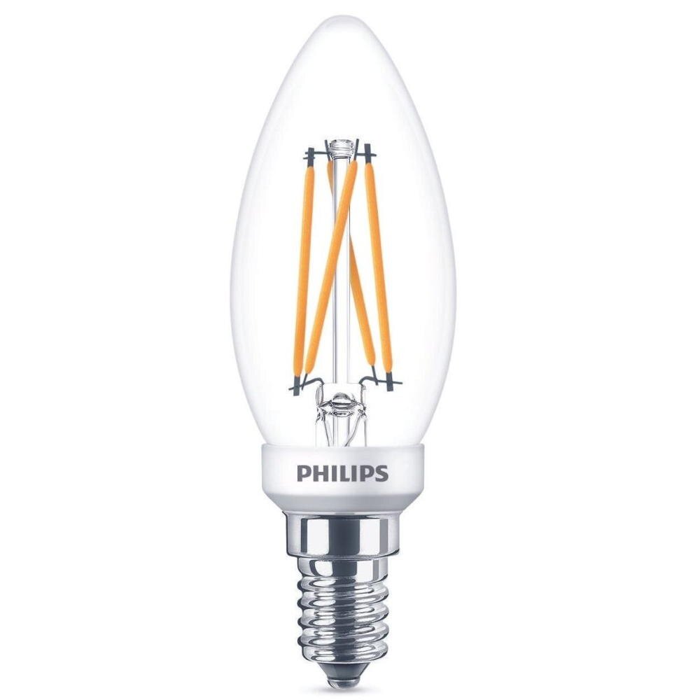 Philips LED Filament Lampe E14 Kerze – B35 2W 270lm 2200-2700K dimmbar Einerpack