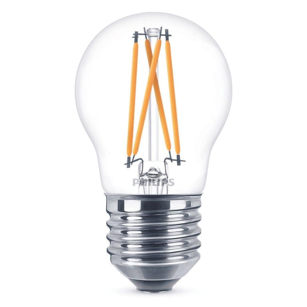 Philips LED Filament Lampe E27 Tropfen – P45 3,4W 475lm 2200-2700K dimmbar Einerpack