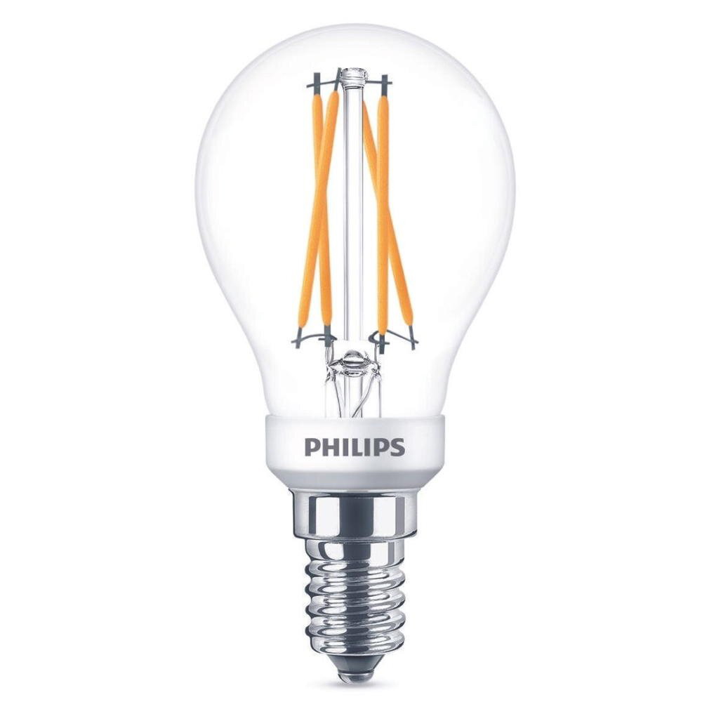 Philips LED Filament Lampe E14 Tropfen – P45 2W 270lm 2200-2700K dimmbar Einerpack