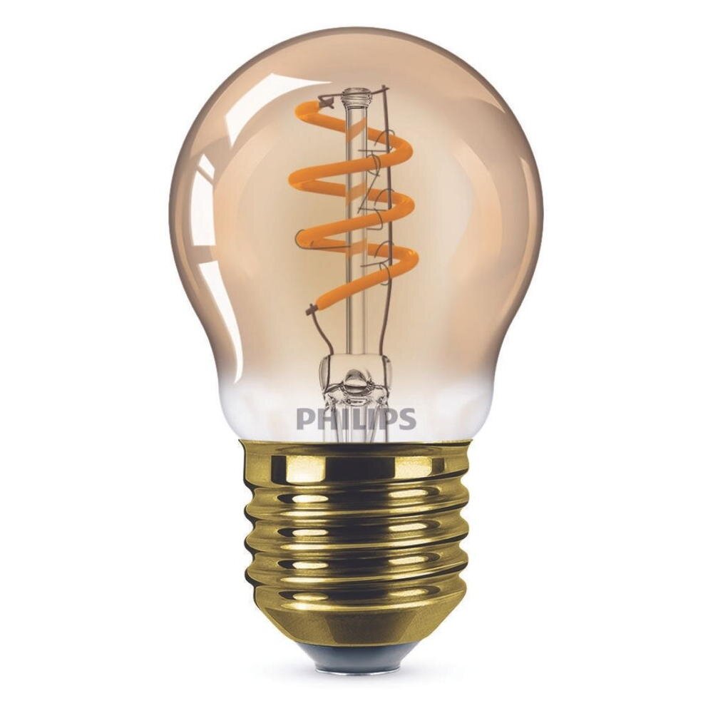 Philips LED Lampe ersetzt 15W, E27 Tropfenform P45, gold, warmweiß, 136 Lumen, dimmbar