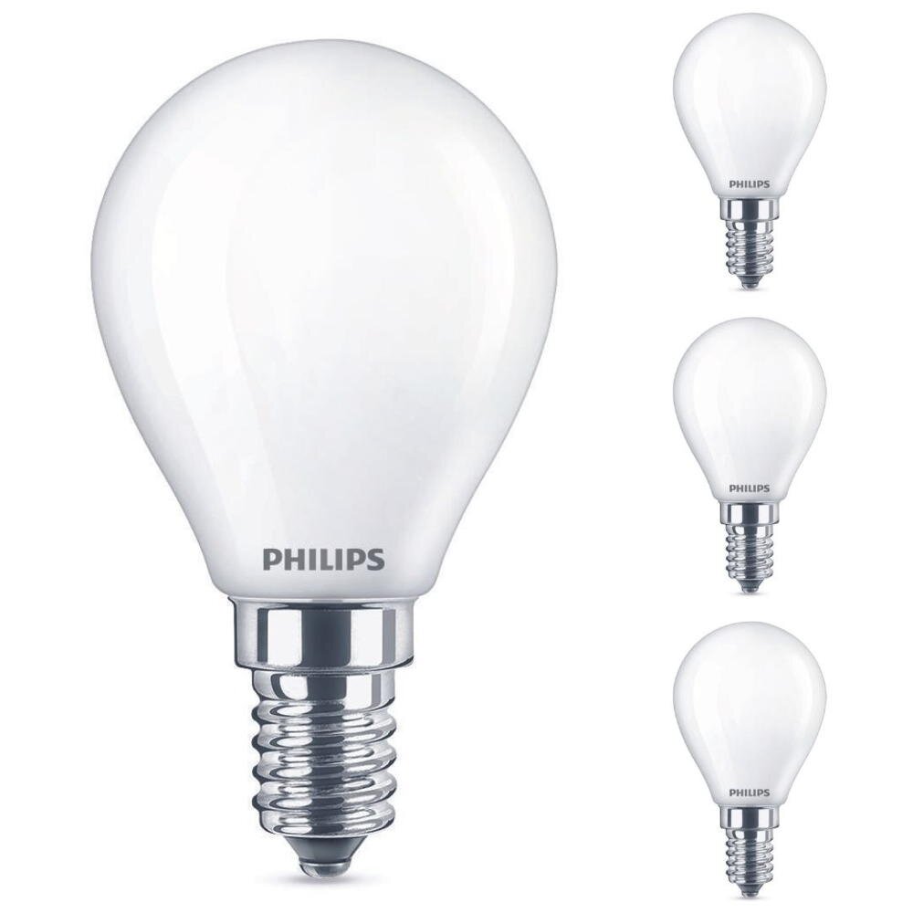 Philips LED Lampe ersetzt 40 W, E14 Tropfenform P45, weiß, warmweiß, 475 Lumen, dimmbar, 4er Pack