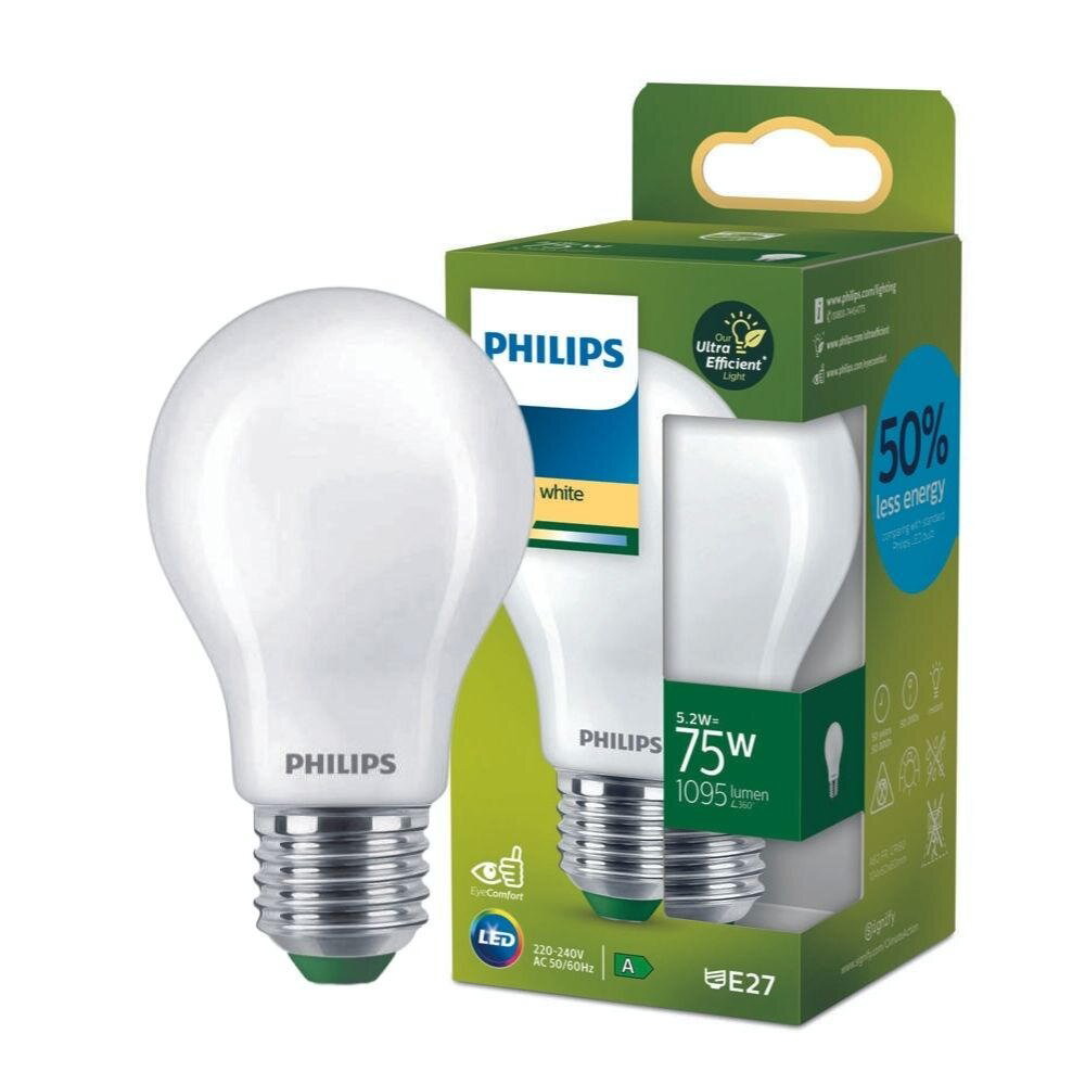 Philips LED Lampe E27 – Birne A60 5,2W 1095lm 2700K ersetzt 75W standard Einerpack