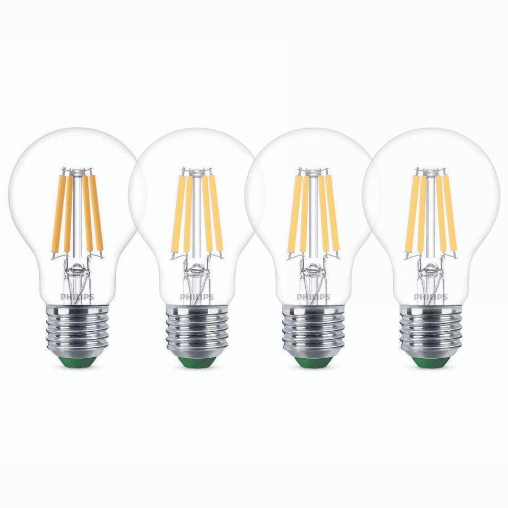 Philips LED Lampe E27 – Birne A60 2,3W 485lm 4000K ersetzt 40W Viererpack