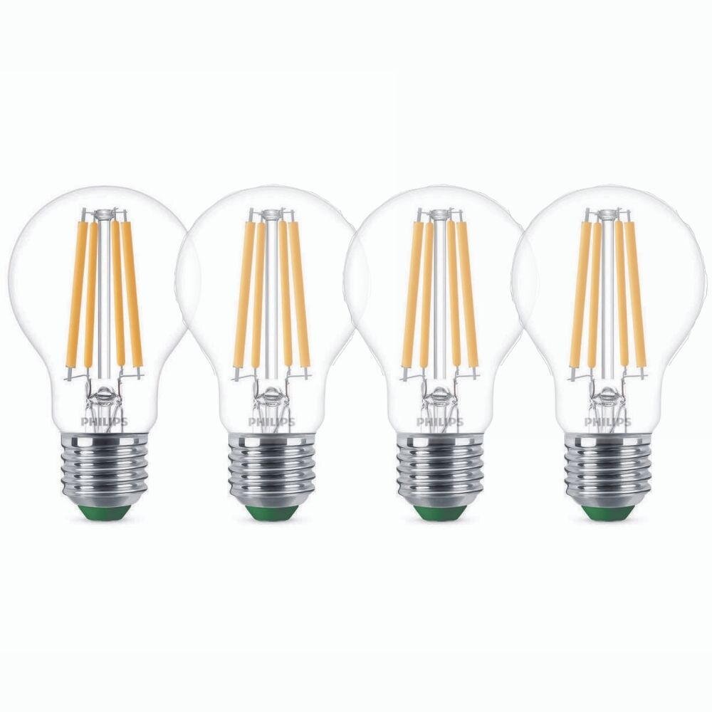 Philips LED Lampe E27 – Birne A60 4W 840lm 2700K ersetzt 60W Viererpack