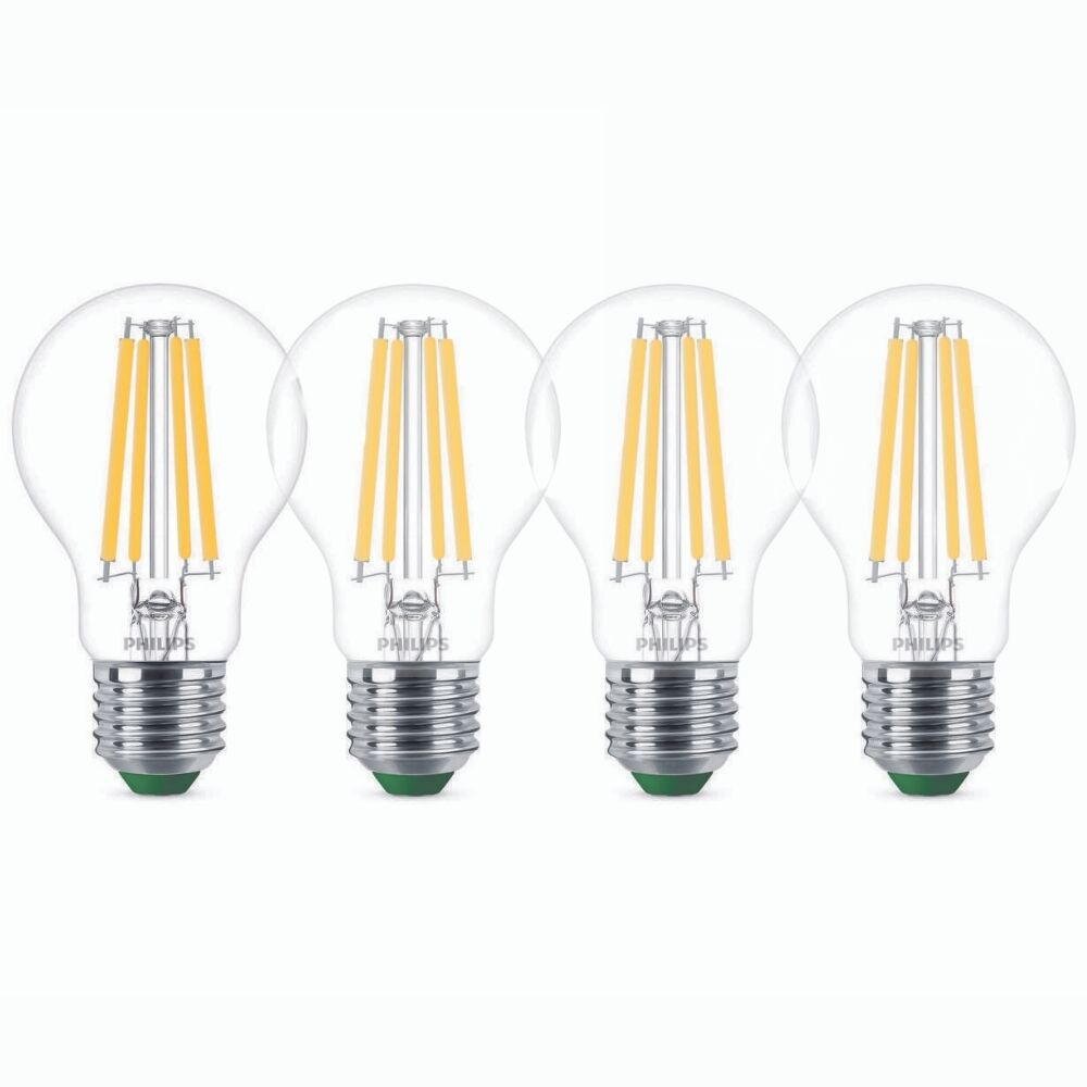 Philips LED Lampe E27 – Birne A60 4W 840lm 4000K ersetzt 60W Viererpack