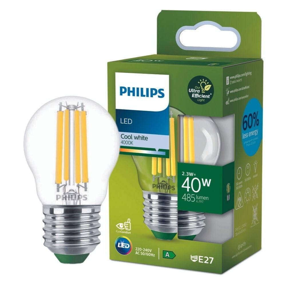 Philips LED Lampe E27 – Tropfen P45 2,3W 485lm 4000K ersetzt 40W