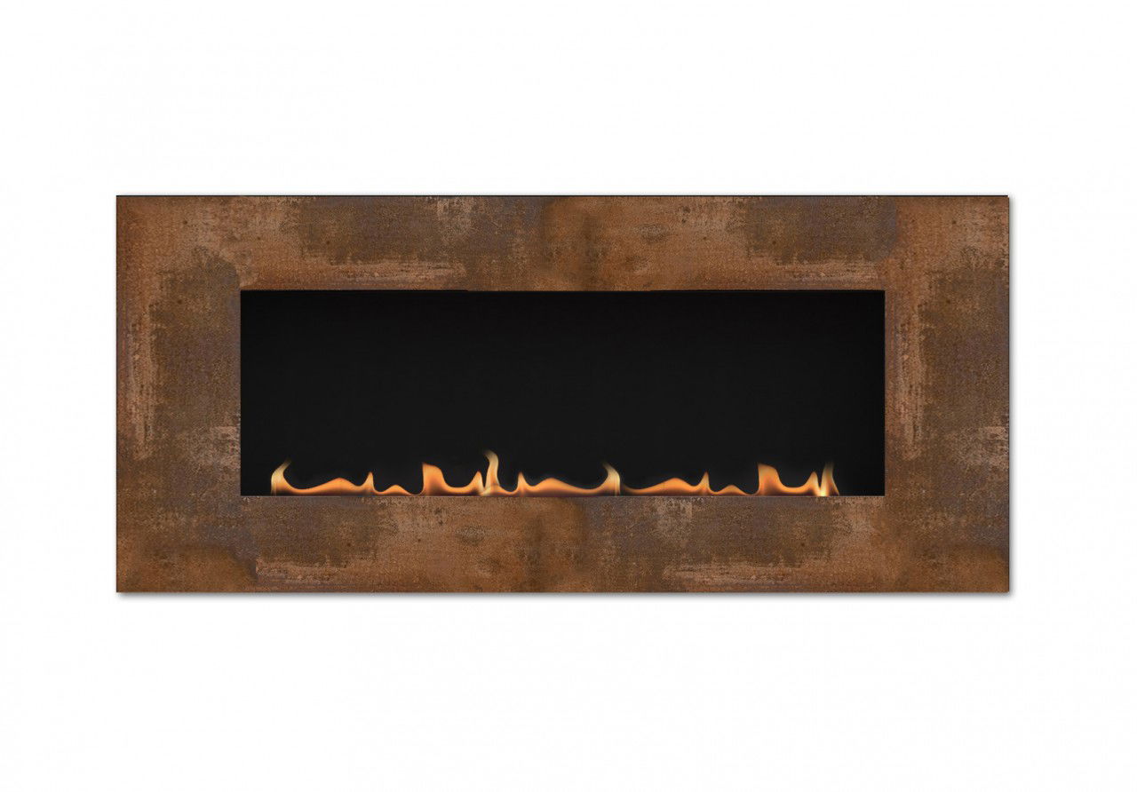 GlammFire Apollo Ethanol Wandkamin Cortenstahl Spiegelglas Schwarz Crea7ionEVOPlus 800